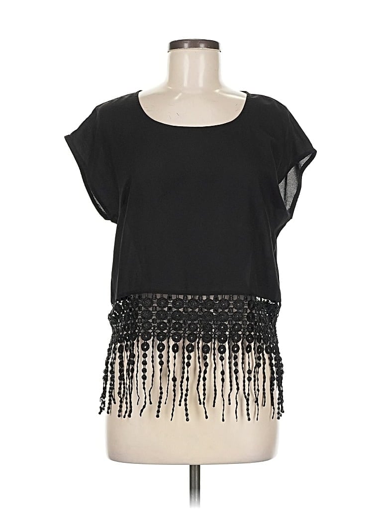 Pre-owned Monteau Short Sleeve Blouse In Black