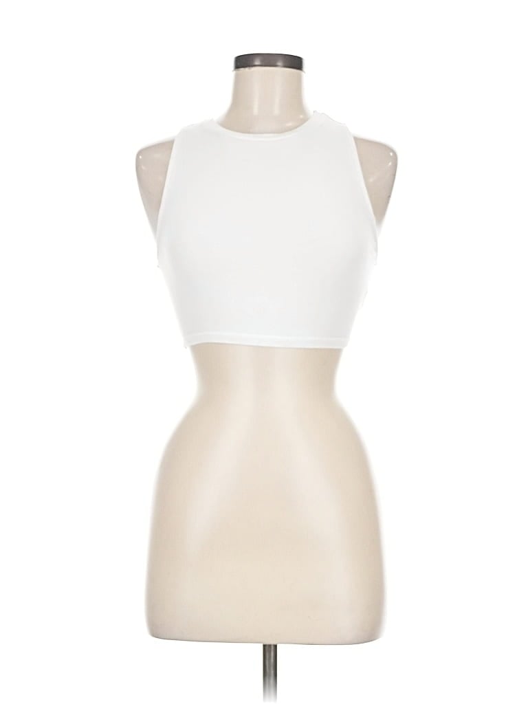 Pre-owned Zara Tank Top Ivory Halter Neckline Tops In White