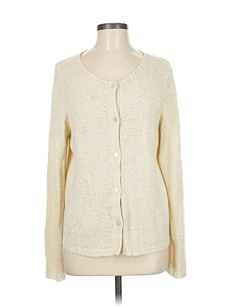 Pre-owned Josephine Chaus Cardigan Sweater In White