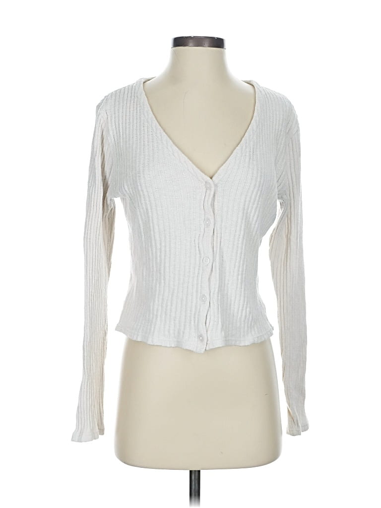 Pre-owned Everlane Long Sleeve Top White Plunge Neckline Tops