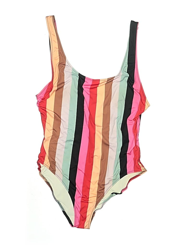 Pre-owned Solid & Striped One Piece Swimsuit In White