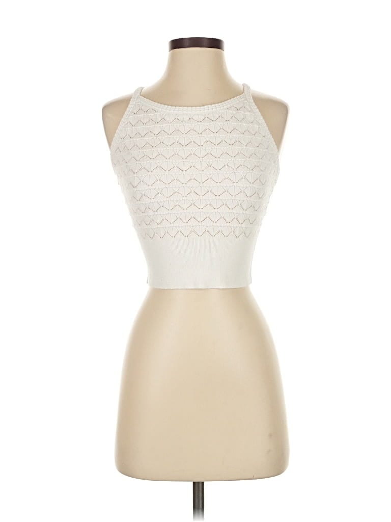 Pre-owned Cider Tank Top Ivory Halter Neckline Tops In White