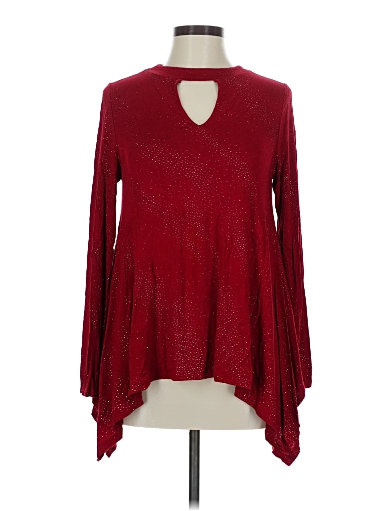 Pre-owned Jennifer Lopez Long Sleeve Blouse In Burgundy
