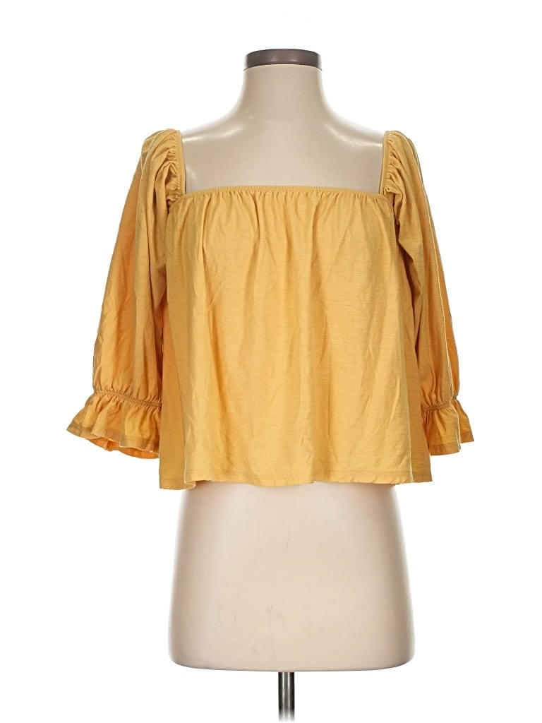 Pre-owned Nation Ltd 3/4 Sleeve Blouse In Yellow