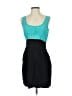 Single 100% Silk Color Block Teal Cocktail Dress Size S - photo 1