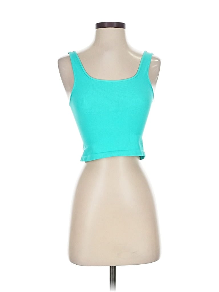 Pre-owned Nux Tank Top Teal Strapless Neckline Tops In Blue