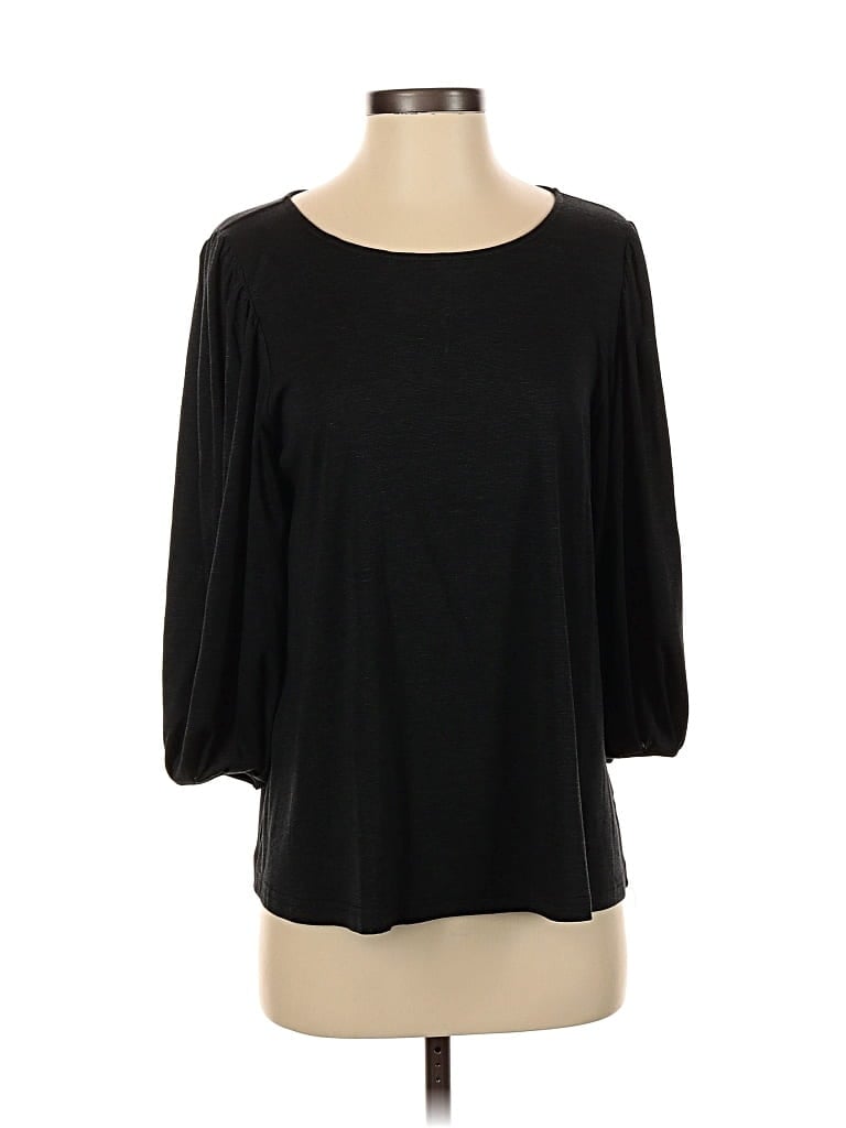Pre-owned Ellison 3/4 Sleeve Top Black Boatneck Tops