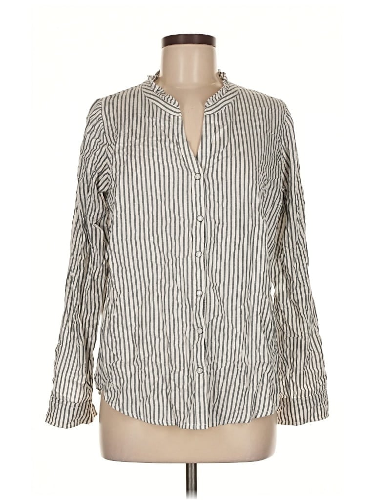 Pre-owned Knox Rose Long Sleeve Blouse In White