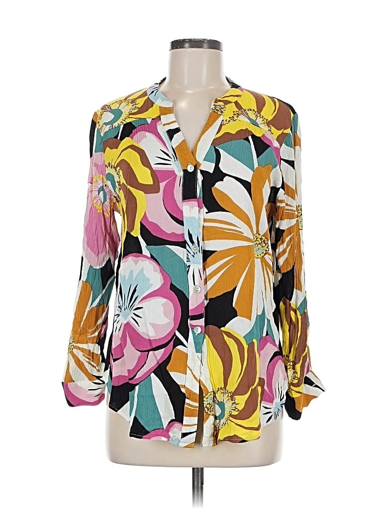 Pre-owned Fig And Flower Long Sleeve Blouse In Yellow