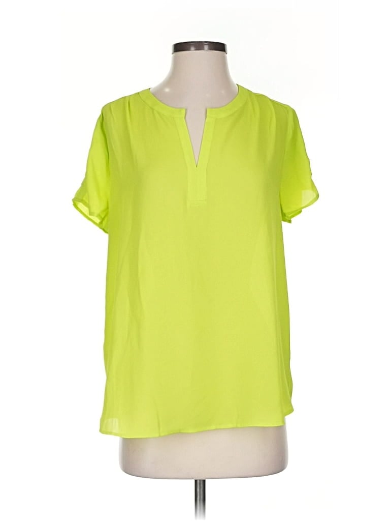 Pre-owned Pleione Short Sleeve Blouse In Green