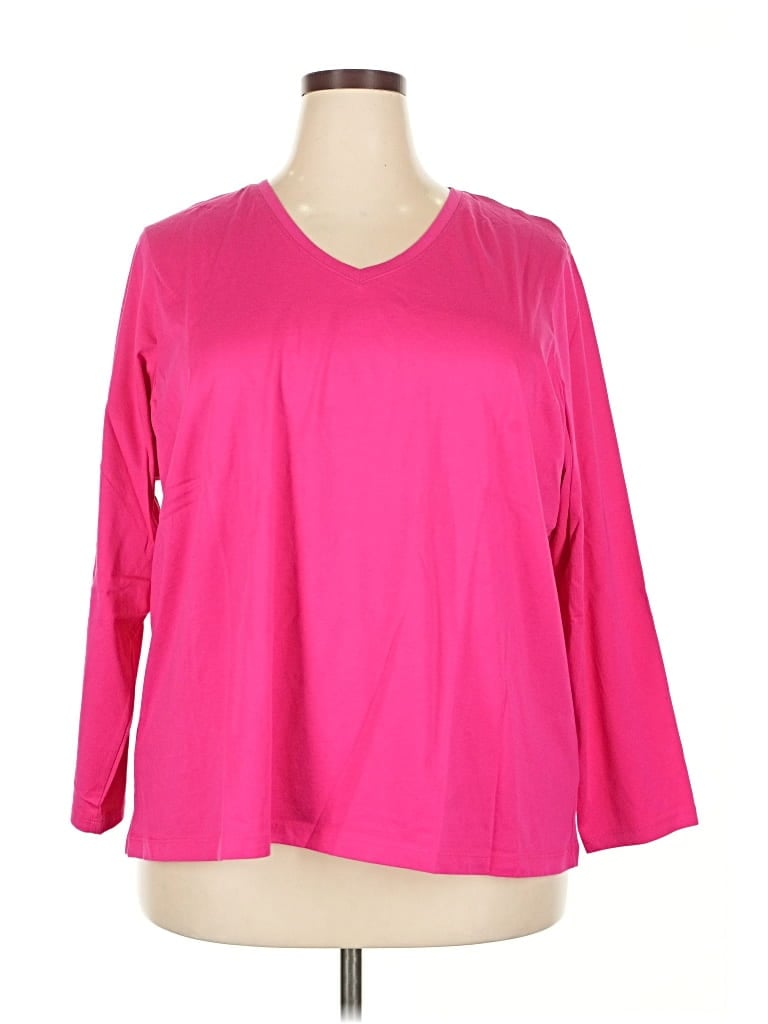 Pre-owned Lands' End 3/4 Sleeve T-shirt In Pink