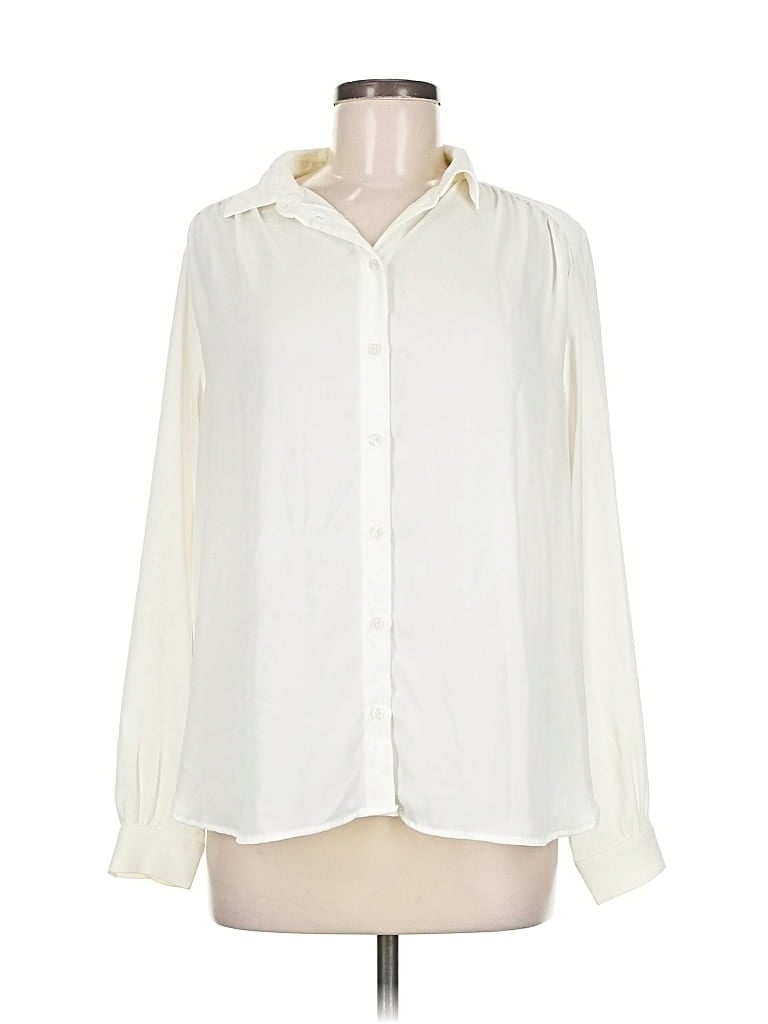 Pre-owned H&m Long Sleeve Blouse In White