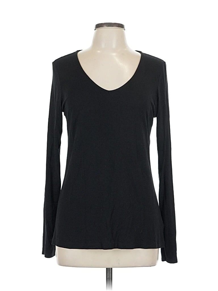 Pre-owned Tahari Long Sleeve Top Black V Neck Tops