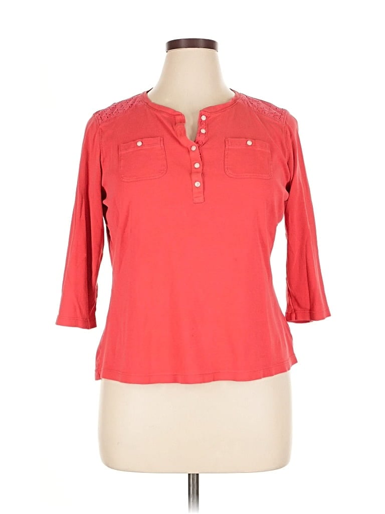 Pre-owned Chaps 3/4 Sleeve Blouse In Red