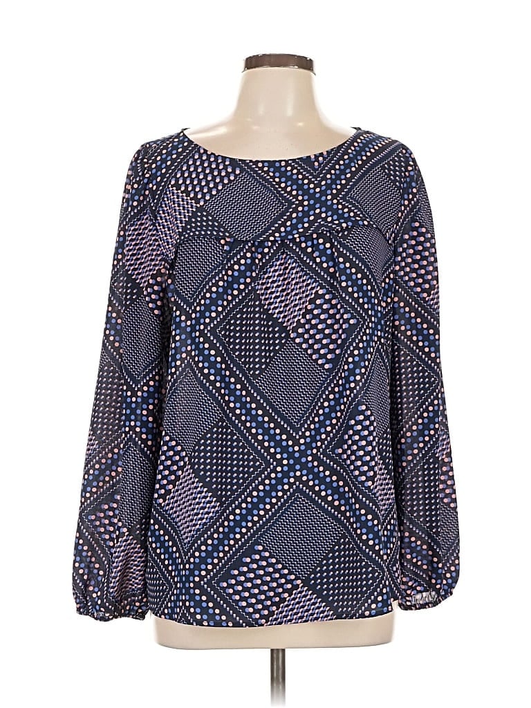 Pre-owned Ann Taylor Loft Outlet Long Sleeve Blouse In Blue