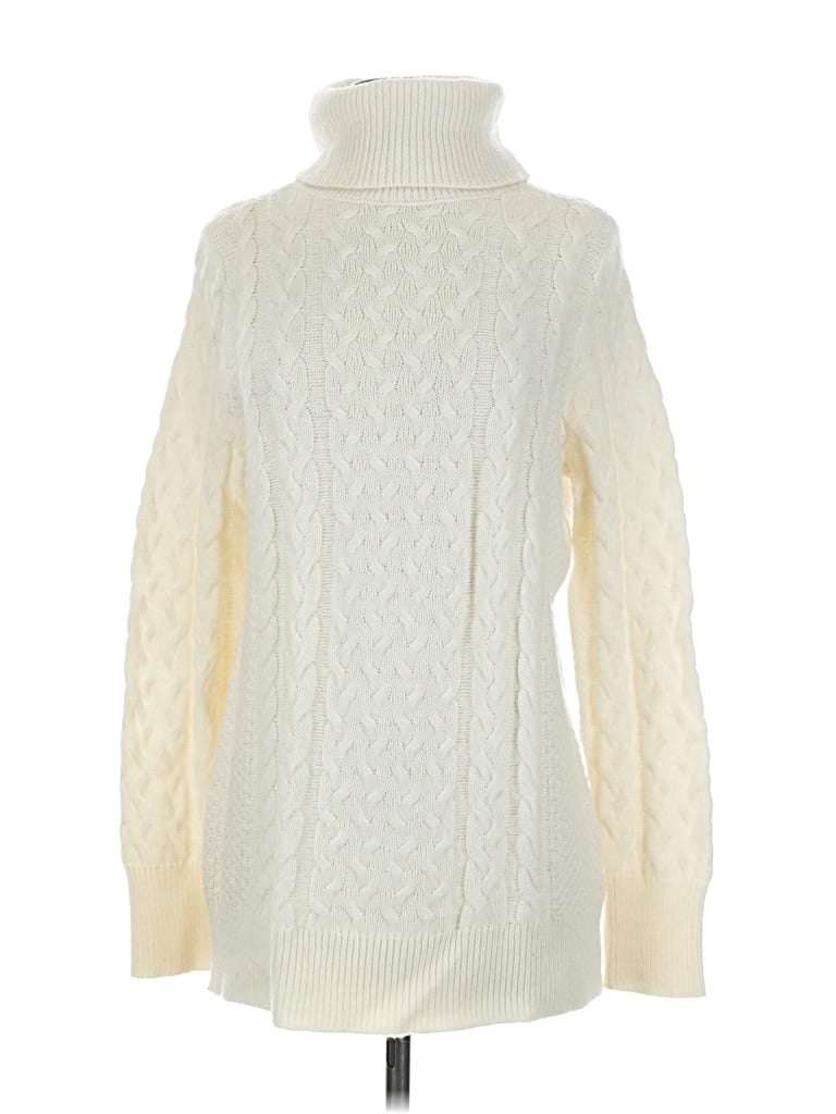 Pre-owned Halogen Turtleneck Sweater In White