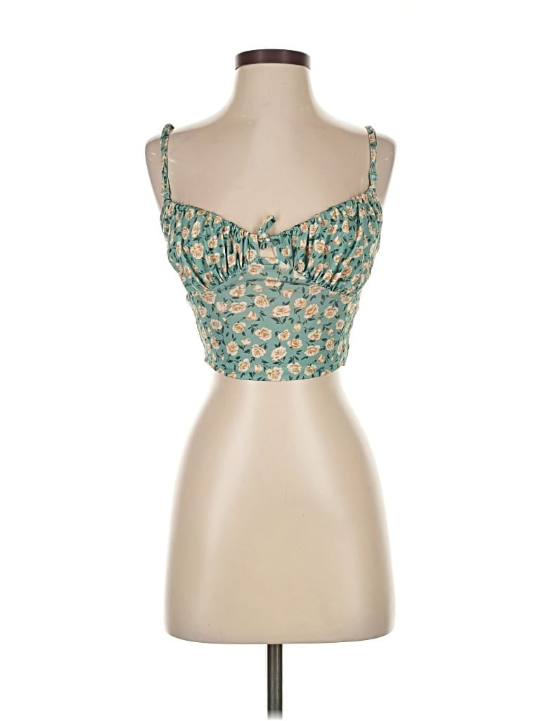 Pre-owned Urban Outfitters Sleeveless Top Teal Sweetheart Neckline Tops In Blue