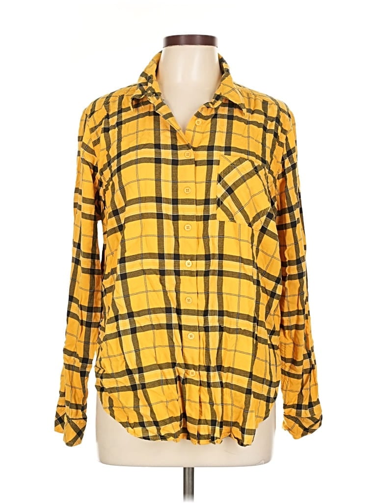 Pre-owned Torrid Long Sleeve Button Down Shirt In Yellow