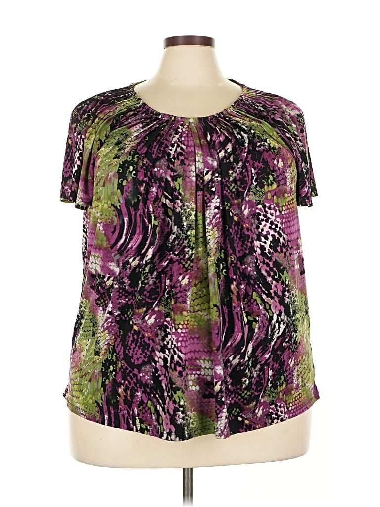 Pre-owned Style & Co Short Sleeve Blouse In Purple