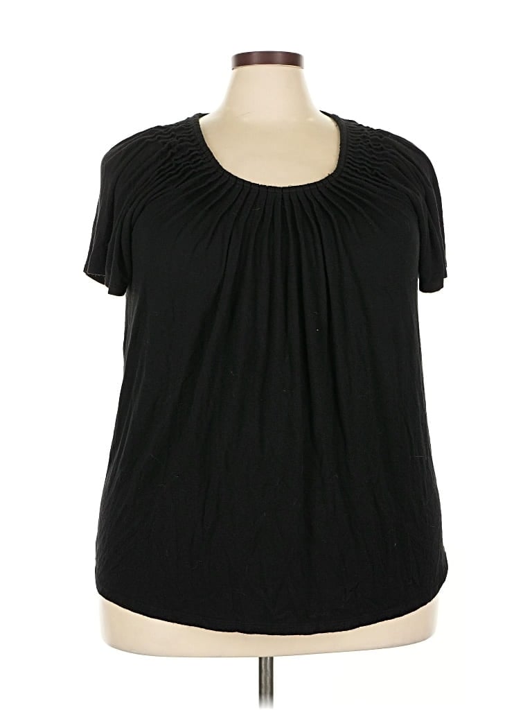 Pre-owned Style & Co Short Sleeve Top Black Scoop Neck Tops
