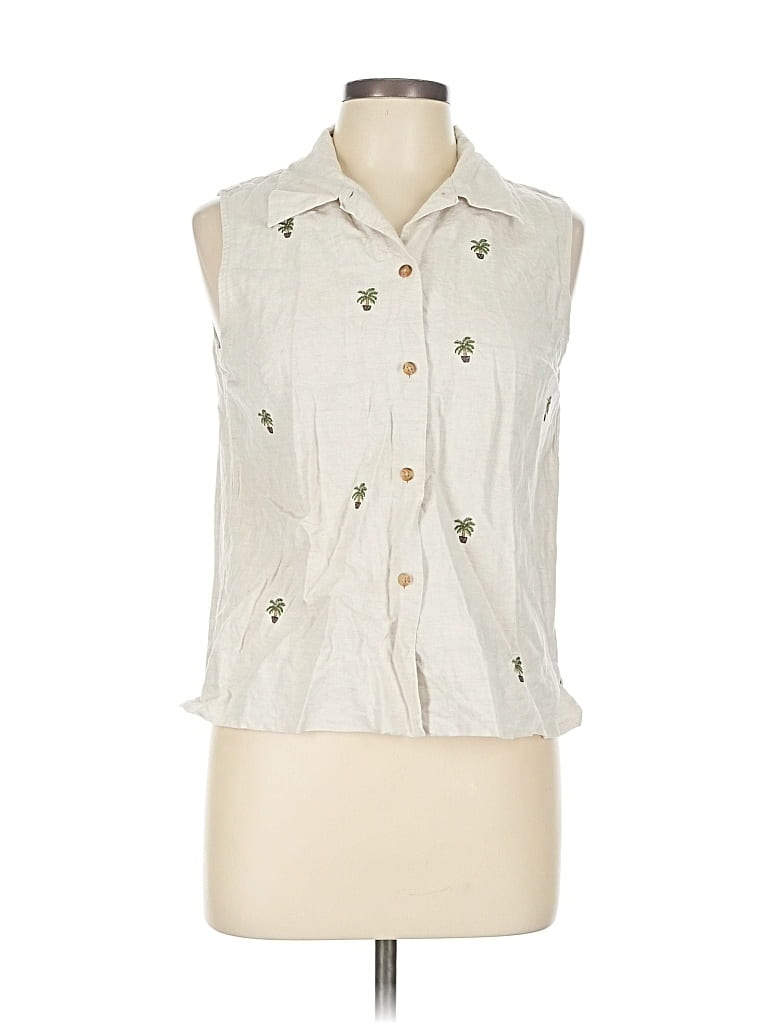 Pre-owned Foxcroft Sleeveless Button Down Shirt In White