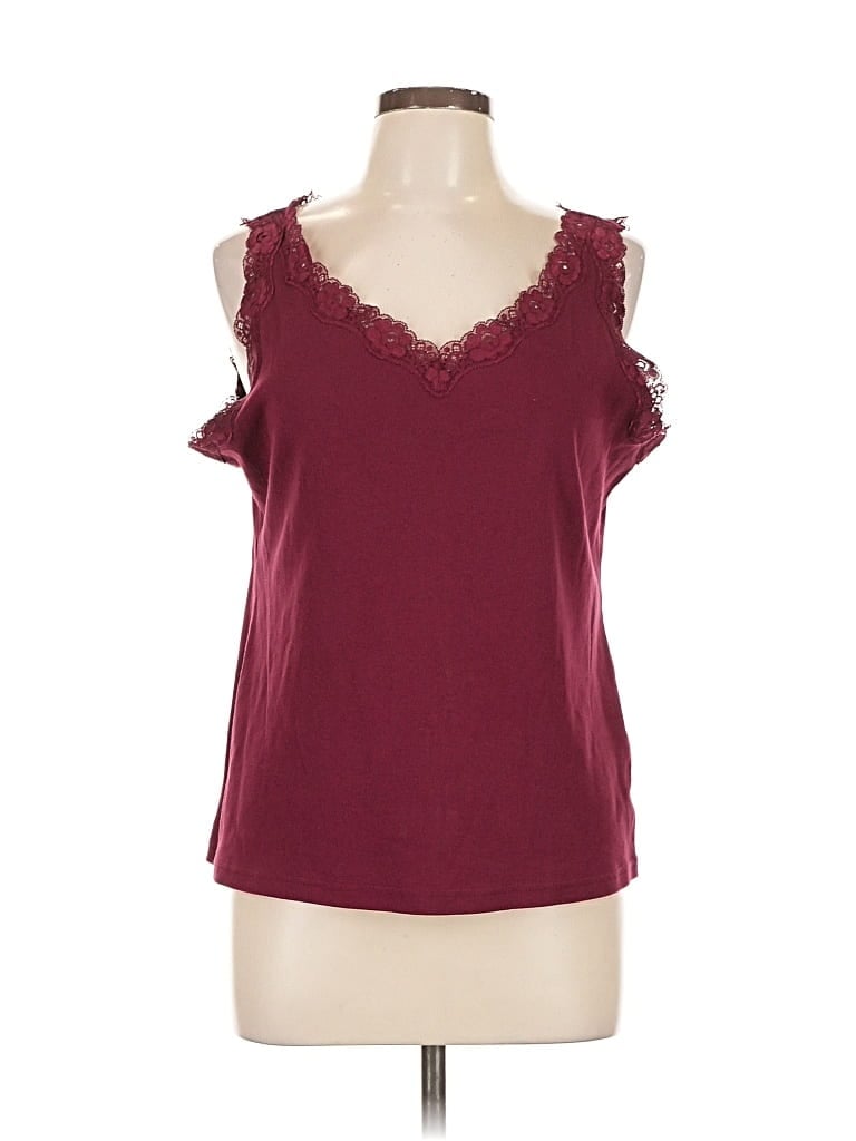 Pre-owned Karen Scott Sleeveless Blouse In Burgundy