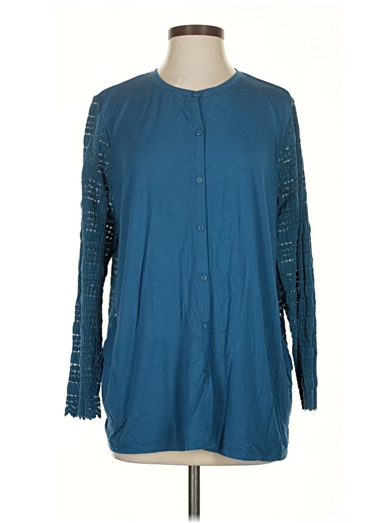 Pre-owned Logo By Lori Goldstein Long Sleeve Blouse In Blue