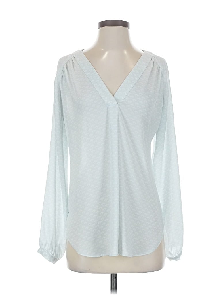 Pre-owned Ann Taylor Long Sleeve Blouse In Blue