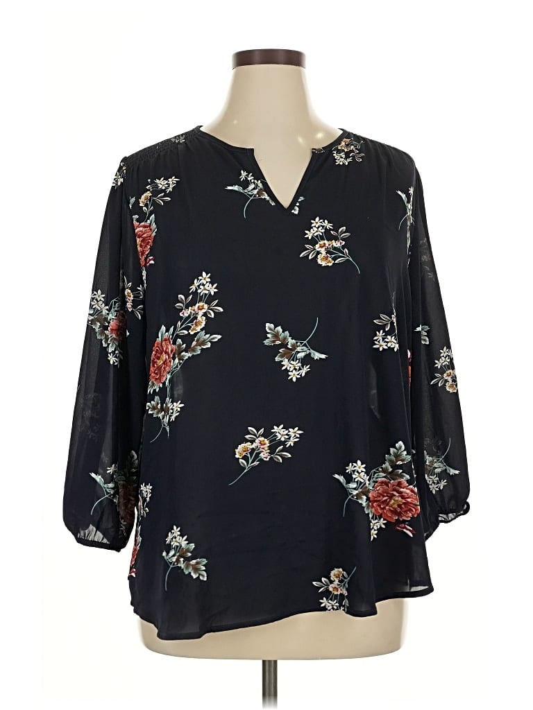 Pre-owned Fun2fun 3/4 Sleeve Blouse In Black