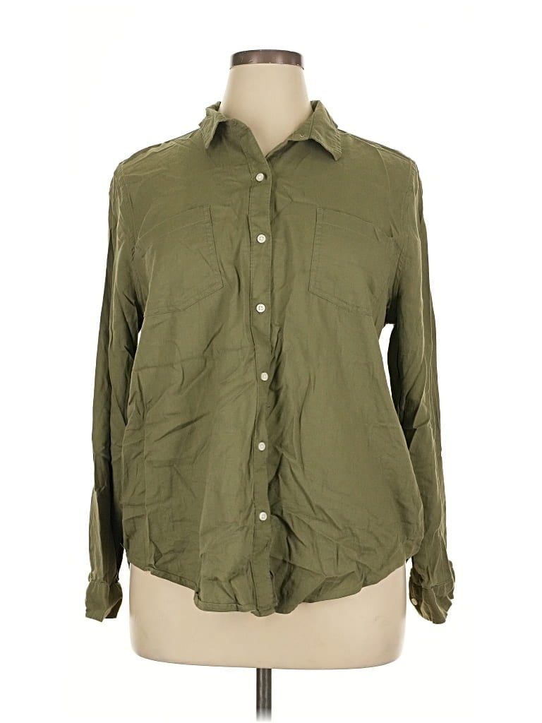 Pre-owned Lucky Brand Long Sleeve Button Down Shirt In Green