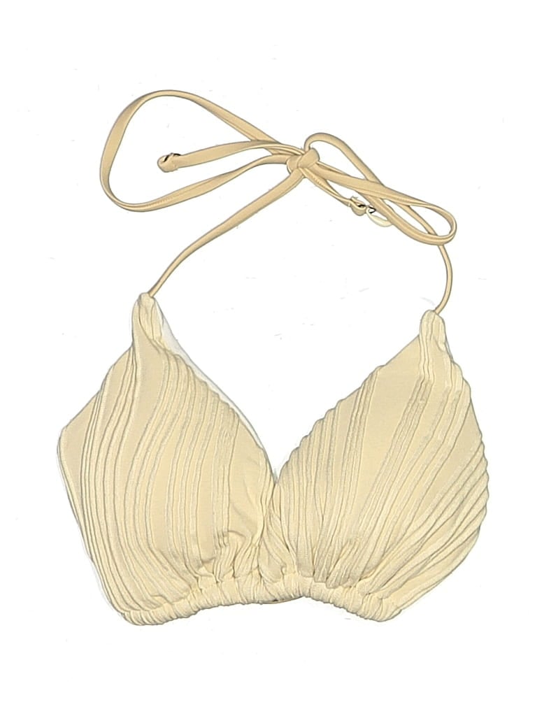 Pre-owned Unbranded Swimsuit Top Gold Metallic Pattern Swimwear