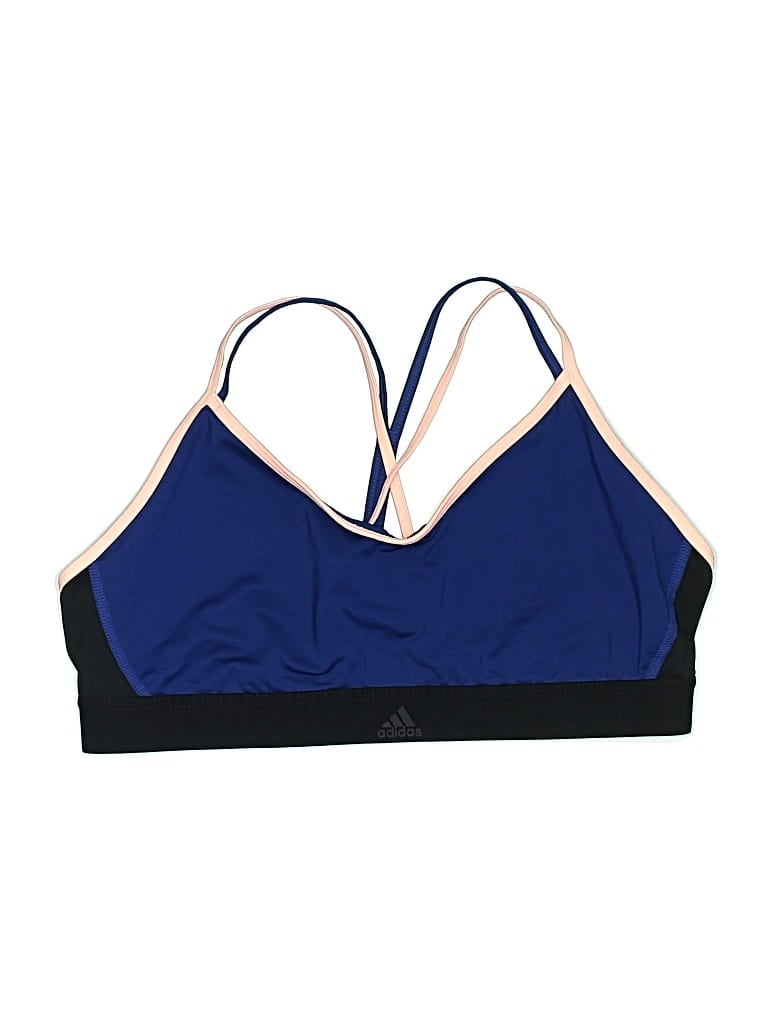 Pre-owned Adidas Originals Swimsuit Top Blue Color Block Pattern Swimwear