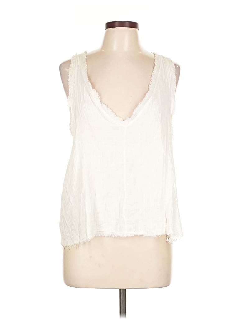Pre-owned Altar'd State Tank Top Ivory Plunge Neckline Tops In White
