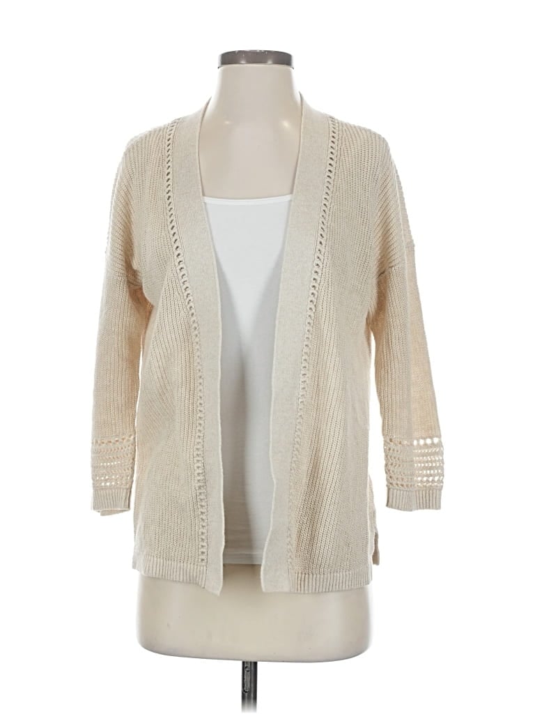 Pre-owned Lands' End Cardigan Sweater In White