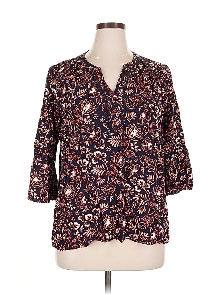 Pre-owned Gloria Vanderbilt 3/4 Sleeve T-shirt In Brown