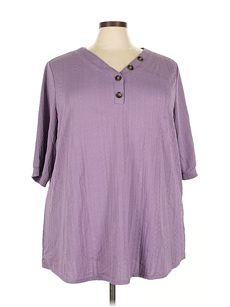 Pre-owned Bloomchic 3/4 Sleeve Blouse In Purple