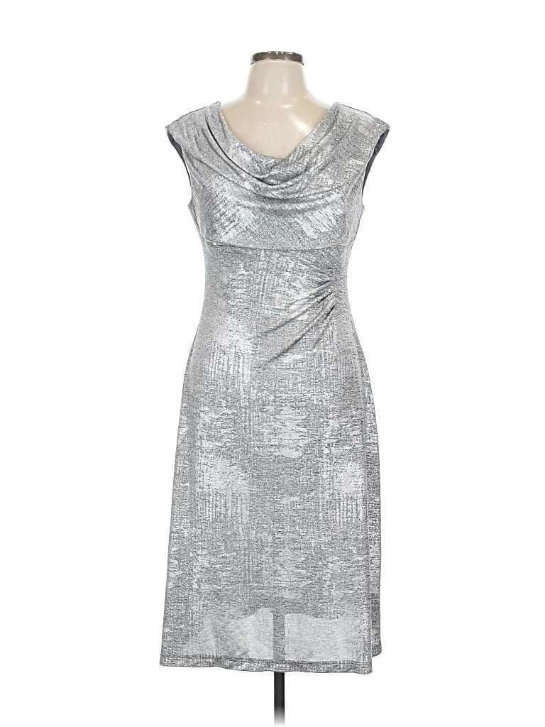 Pre-owned Connected Apparel Cocktail Dress In Silver