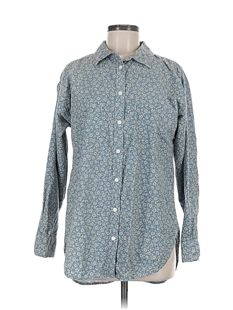 Ann Taylor Loft Long Sleeve Button Down Shirt In Blue