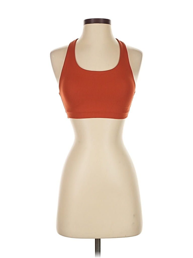 Pre-owned Lululemon Athletica Tank Top Orange Halter Neckline Tops
