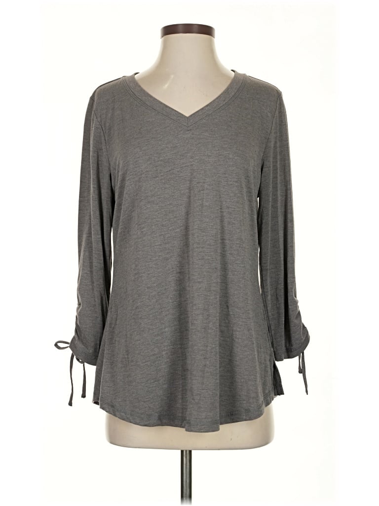 Pre-owned Unbranded 3/4 Sleeve T-shirt In Gray