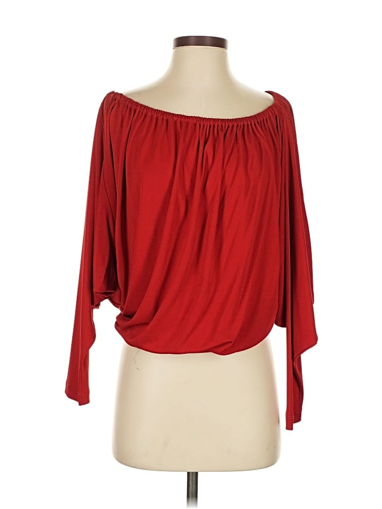 Pre-owned Michael Kors 3/4 Sleeve Top Red Off The Shoulder Neckline Tops
