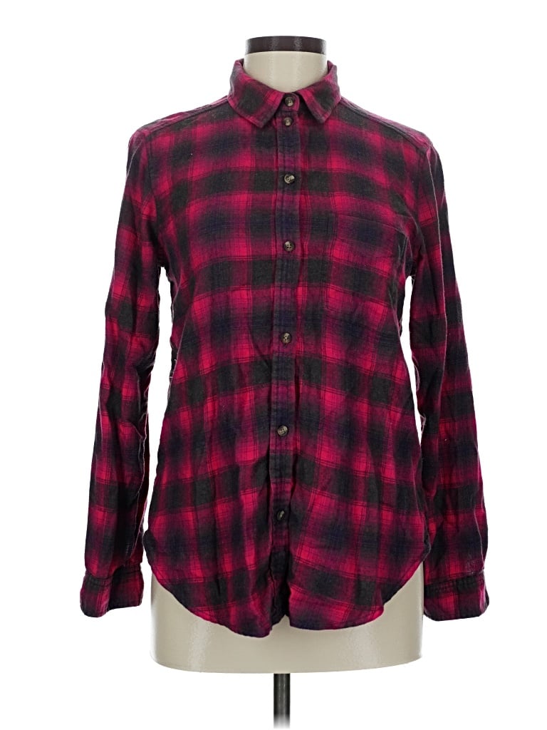 Pre-owned American Eagle Outfitters Long Sleeve Button Down Shirt In Burgundy