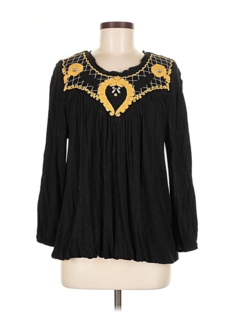 FREE PEOPLE Pre-owned Long Sleeve Blouse In Black