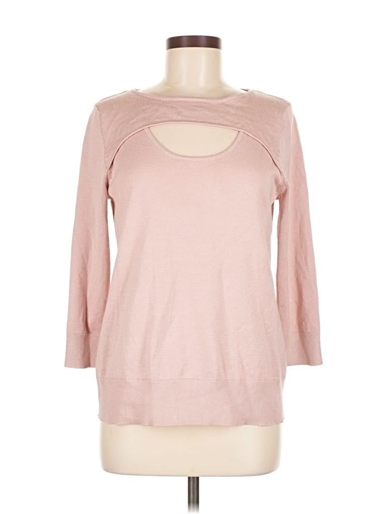 Pre-owned Cable & Gauge Pullover Sweater In Pink