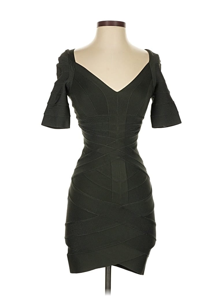 Pre-owned Herve Leger Cocktail Dress In Green
