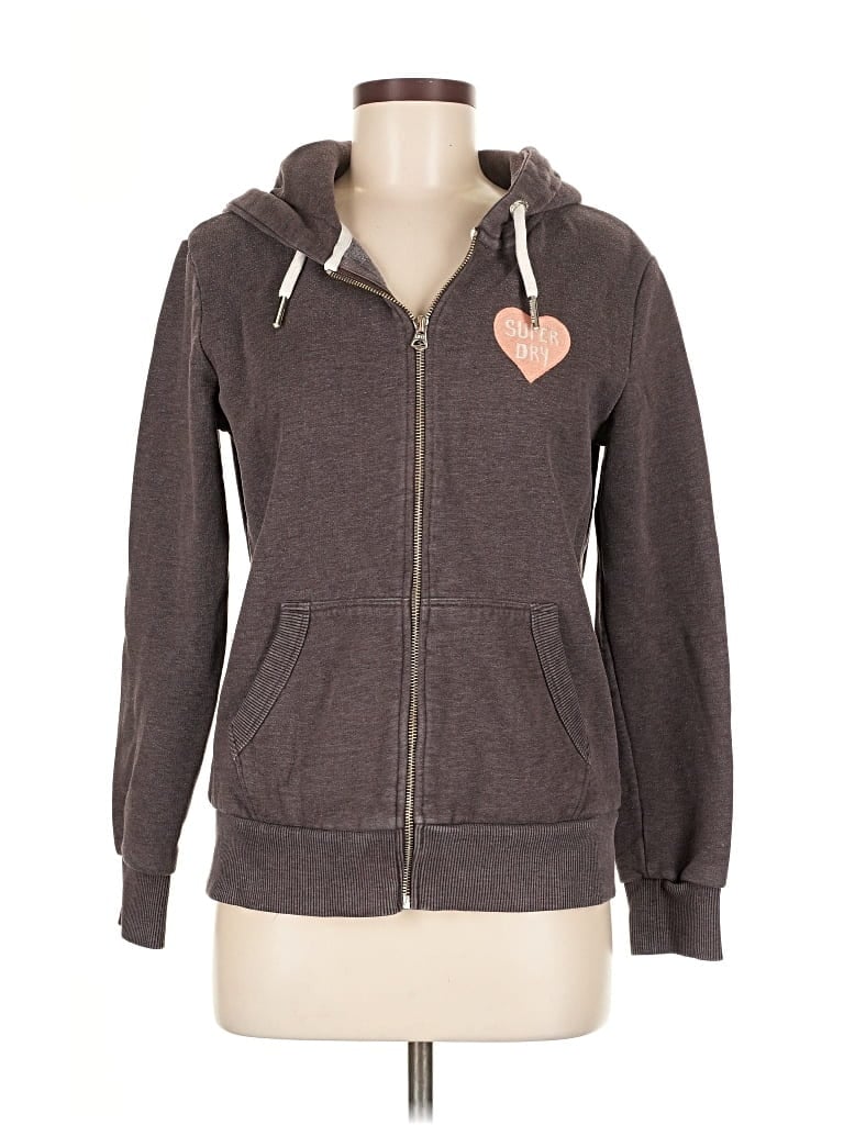 Pre-owned Superdry Zip Up Hoodie In Brown
