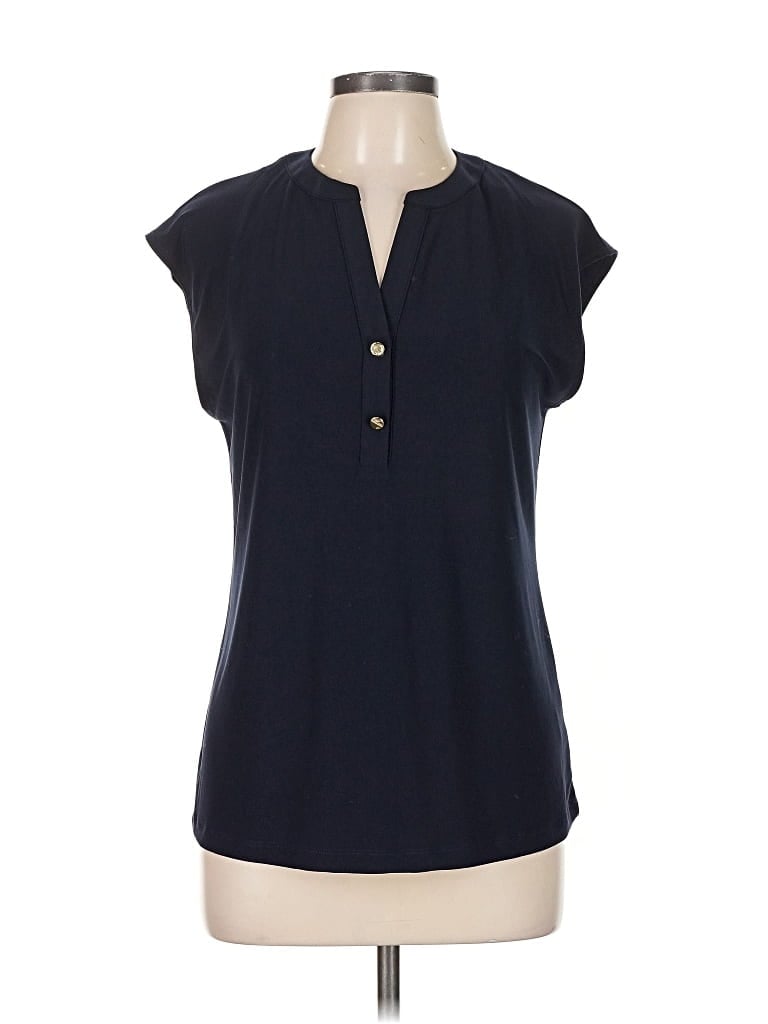 Pre-owned Anne Klein Short Sleeve Blouse In Black