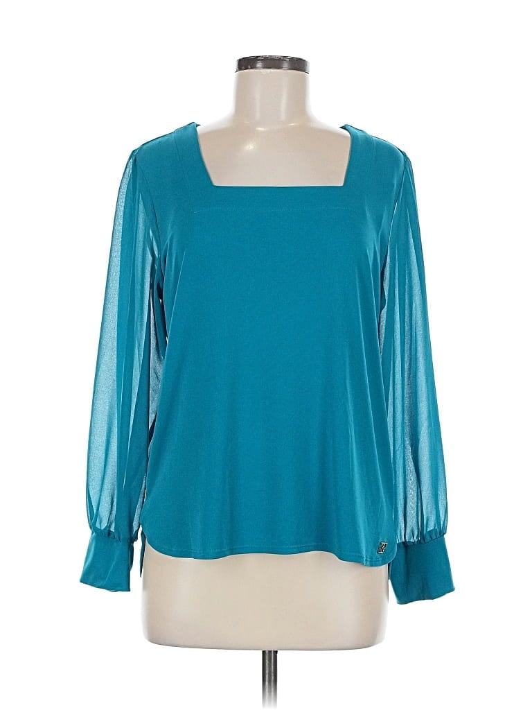 Pre-owned Calvin Klein Long Sleeve Blouse In Blue