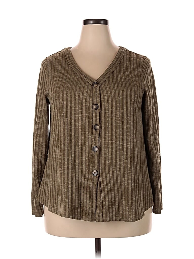 Pre-owned Absolutely Famous Long Sleeve Blouse In Brown