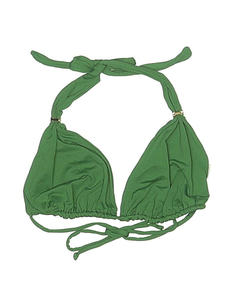 Pre-owned Unbranded Swimsuit Top Green Solid Pattern Swimwear